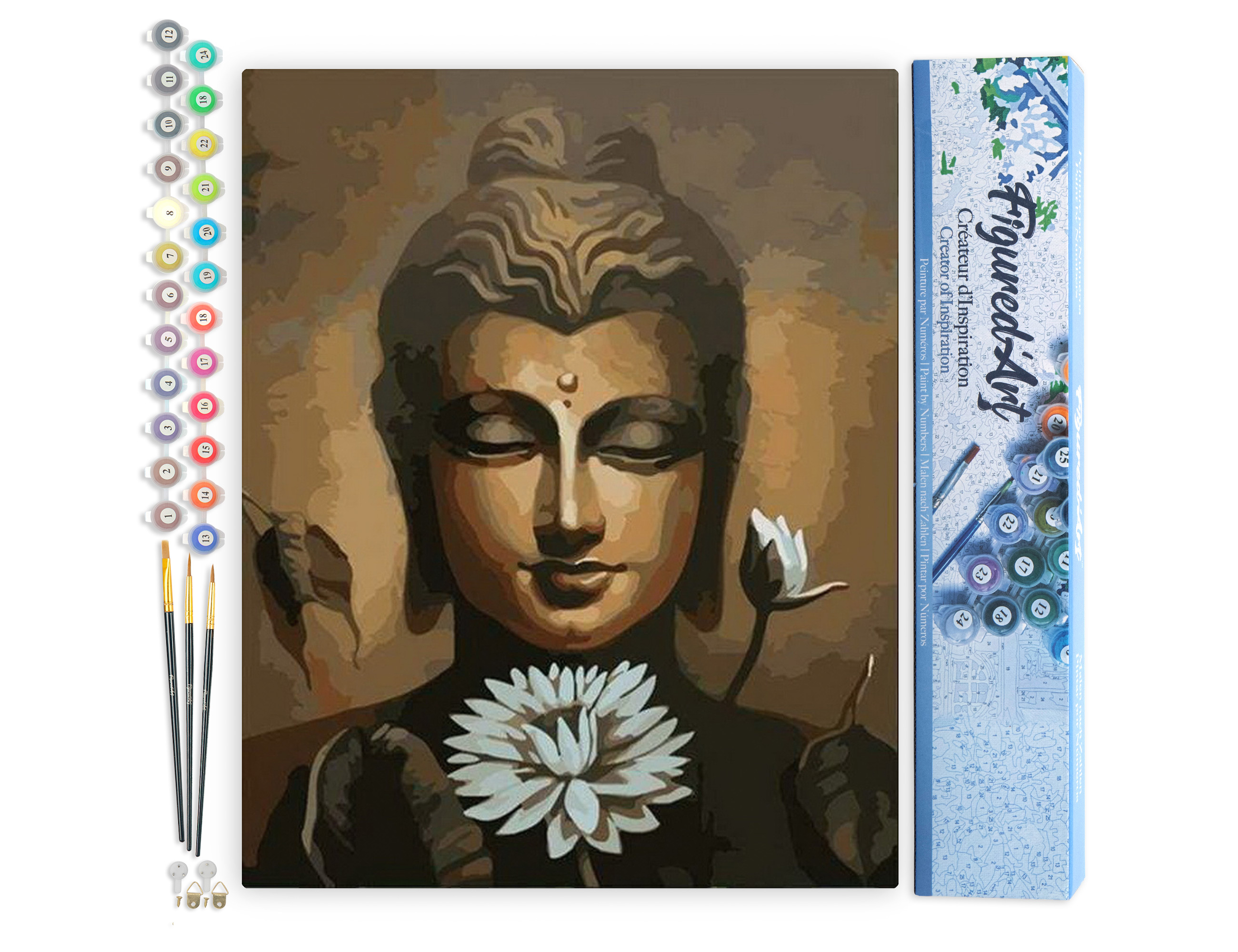 Kit Diamond Painting Bouddha 40x50 Cm - Peinture Par Numéros Avec Strass - Loisir Créatif Adulte Anti-stress