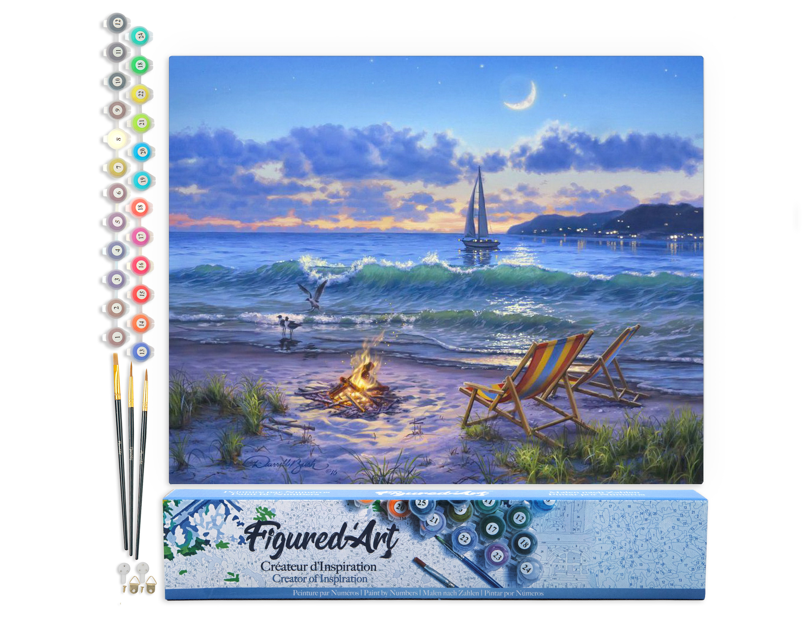 Peinture par Numéro Figured'Art - Vue sur la plage - Kit de Loisir Créatif  DIY Numéro d'Art Complet - 40x50cm sans châssis en bois au meilleur prix