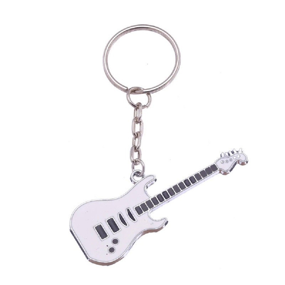 Porte clés guitare blanc violet