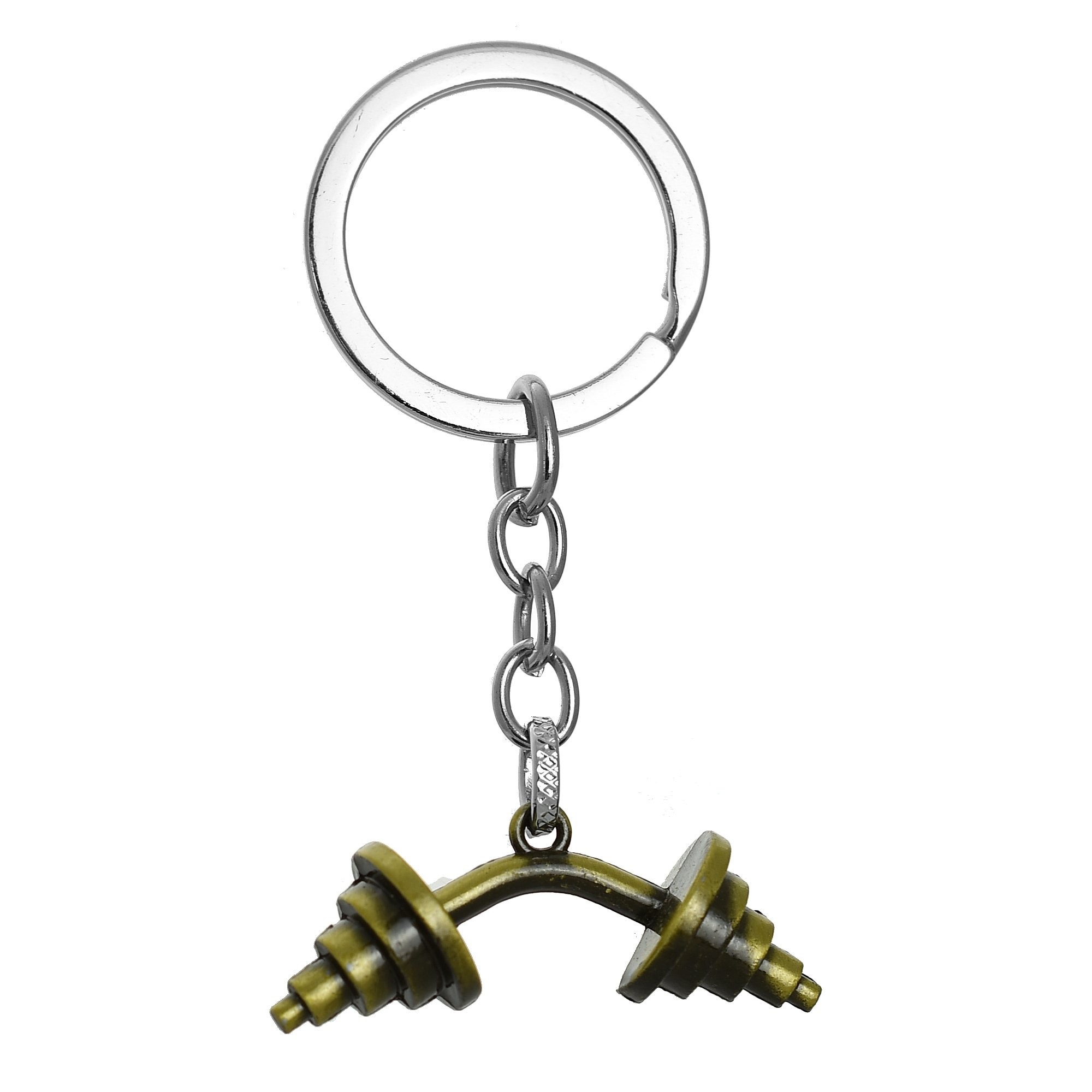Porte-clés Haltère Argenté Avec Gravure Personnalisée Sur Médaille - Cadeau Sport, Musculation - 6