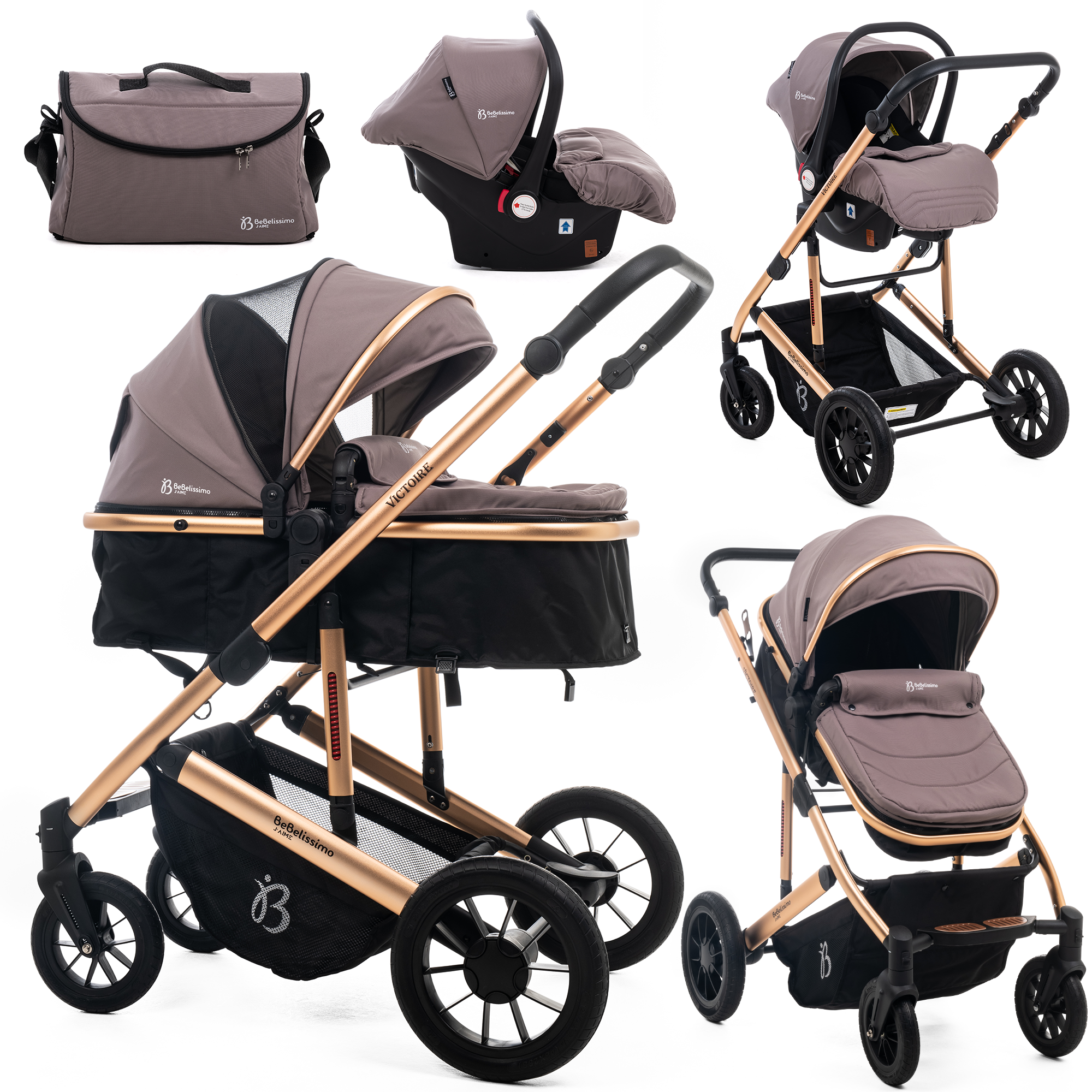 Poussette 2en1 MoMi GISELLE - Nacelle Et Poussette, Jusqu'à 22 Kg, Nombreux Accessoires Inclus