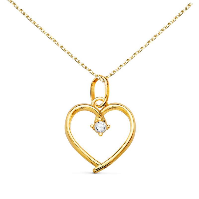 Bijoux Personnalisés Manege A Bijoux Cora Collier Pendentif Or 18 Carats  750/000 Jaune Coeur Chaine