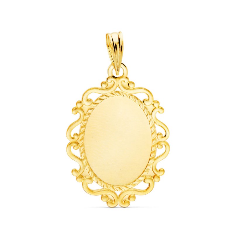 Collier Pendentif Médaille Madone De Lourdes En Or Jaune 18 Carats - Marque Fichera Preziosi