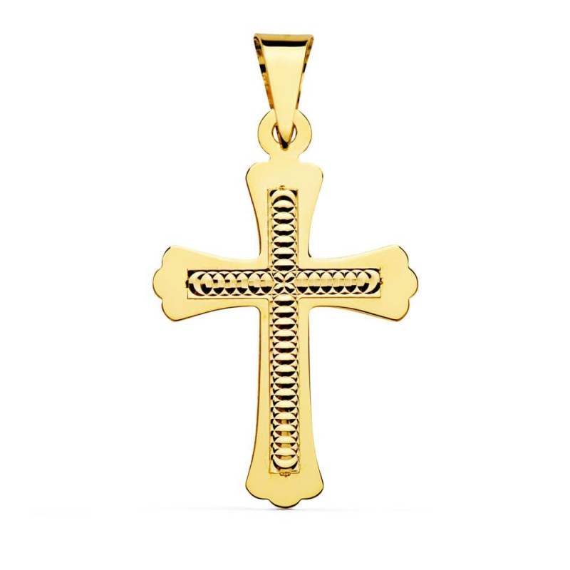 Pendentif Médaille Christ Sur La Croix Or 18 Carats 750 Jaune - Crucifix Élégant Avec 2 Chaînes Dorées Offertes - L'Atelier D'Azur