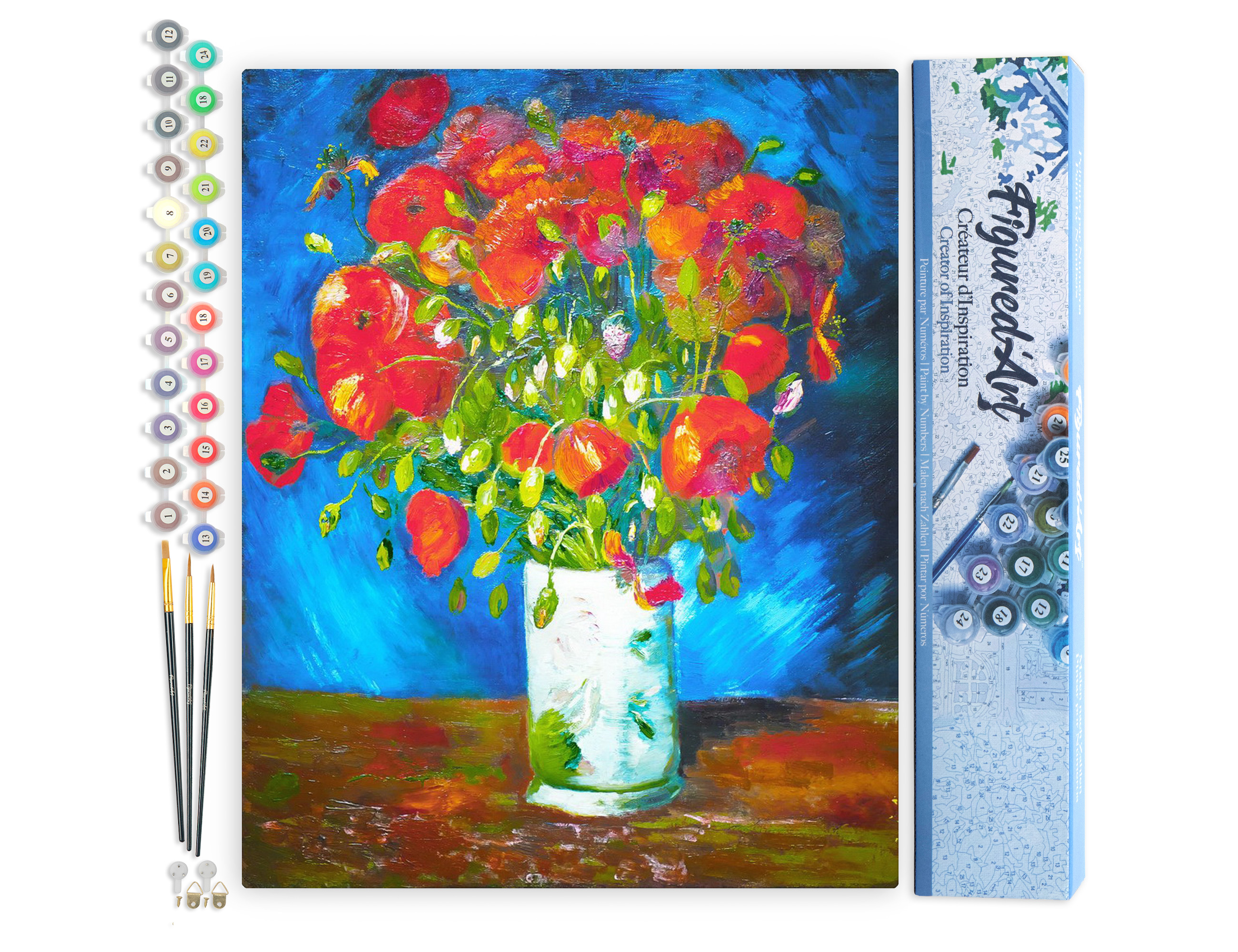 Kit De Peinture Coquelicots Rouges Par Numéro Adulte, Peinture Fleurs De Jardin, Kit De Peinture Acrylique Facile Pour Débutant, Aquarelle Florale, Cadeau Décoration D'intérieur - France