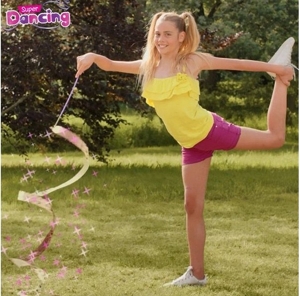 Ruban De Gymnastique Rythmique Enfant - 4 Rubans De 2m Avec Baguettes 30cm, Rose Scintillant, Pour Danse Et Entraînement