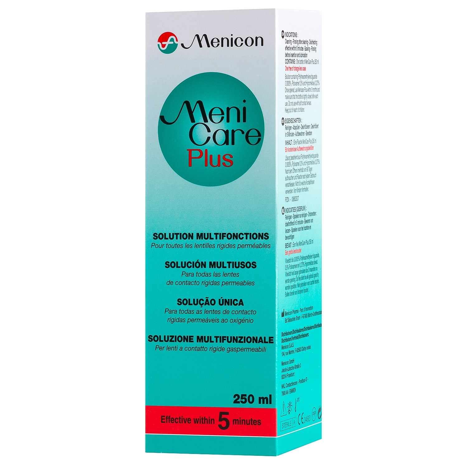 Menicare Pure 250 ml Menicon  Produit d'entretient lentille de contact