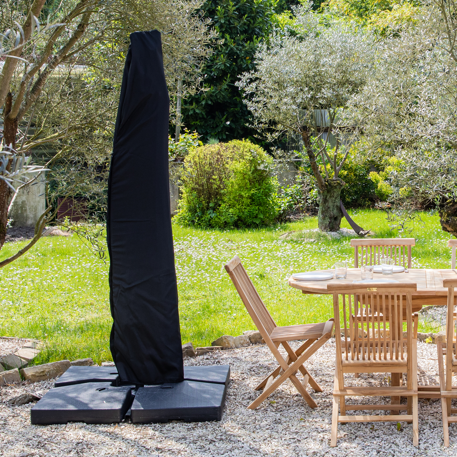 Housse De Table Ronde Imperméable - Tissu Oxford 210D - 52x58 Cm - Avec Cordon De Serrage, Anti-vent - 6