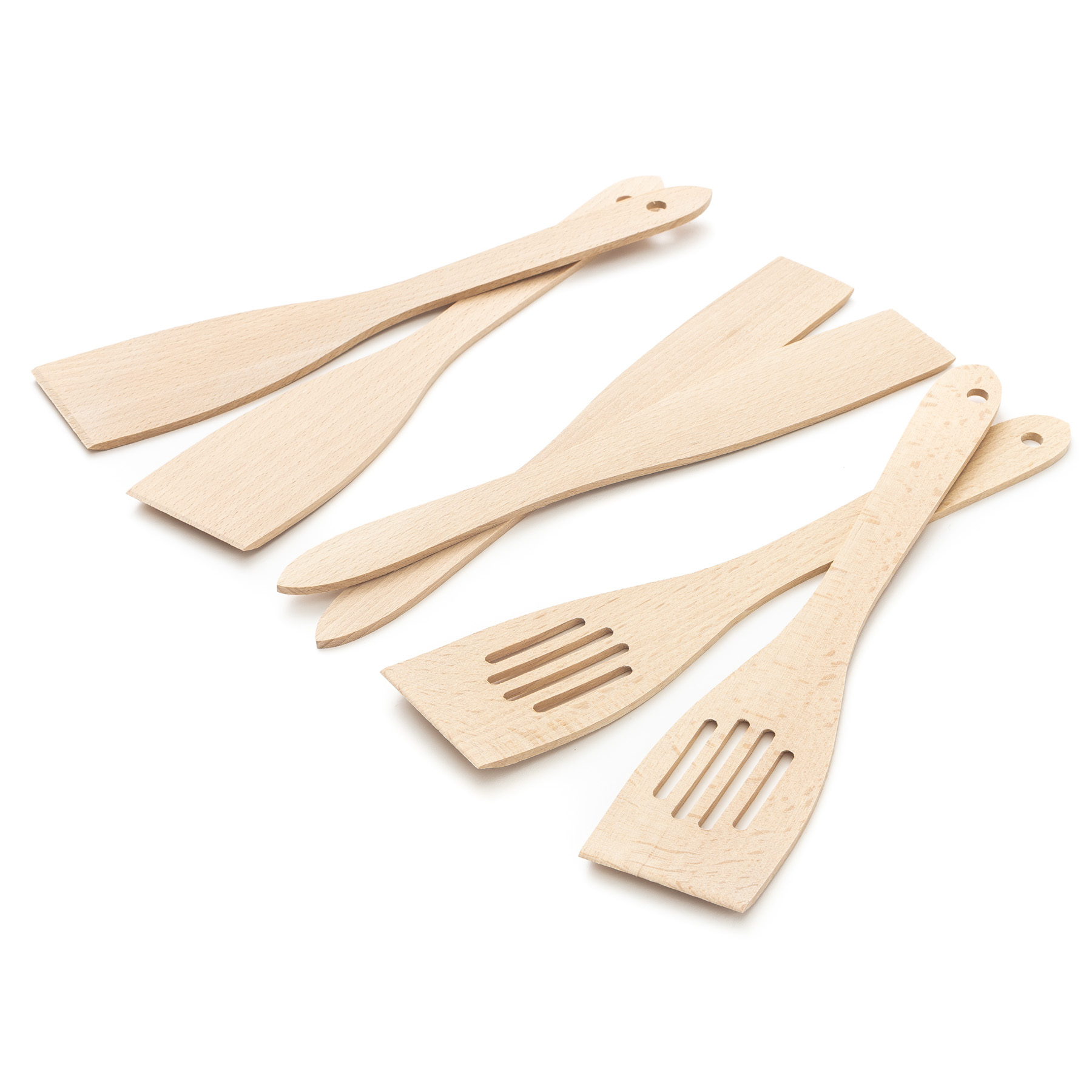 Ustensiles de cuisine en bois, Set de 4, ensemble complet, spatules en  hêtre, Made in EU, 1 grande cuillère à sauce de 30cm, 1 spatule mortaise  30cm, 1 spatule biseautée 30cm, 1