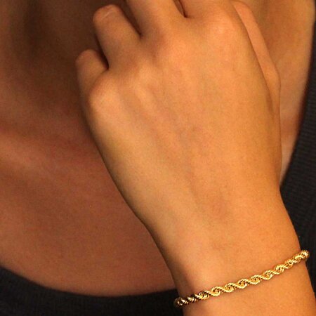Bracelet Or 18 Carats 750/000 Jaune Maille Corde Double - Femme pas cher 