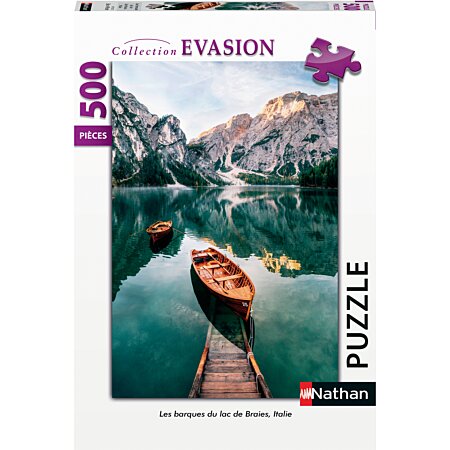 Puzzle Nathan Les barques du lac de Braies Italie 500 pièces