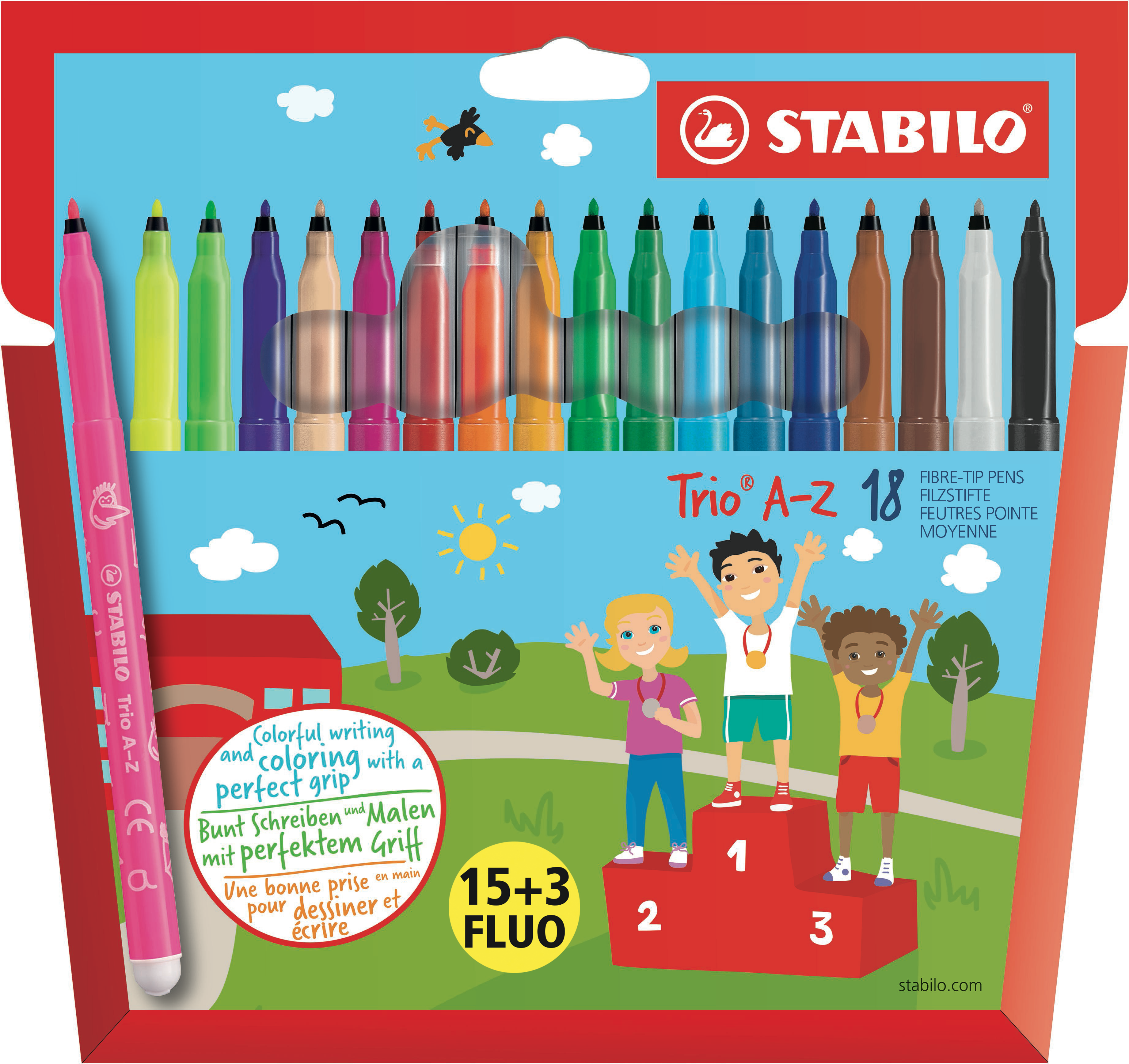 18 Feutres de coloriage STABILO Trio A-Z 15+3 FLUO au meilleur prix