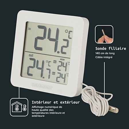 Thermomètre intérieur et extérieur numérique Fackelmann Tecno 16390 au  meilleur prix