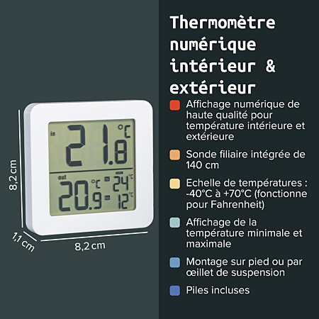 Thermomètre intérieur, extérieur pour voiture - Équipement auto