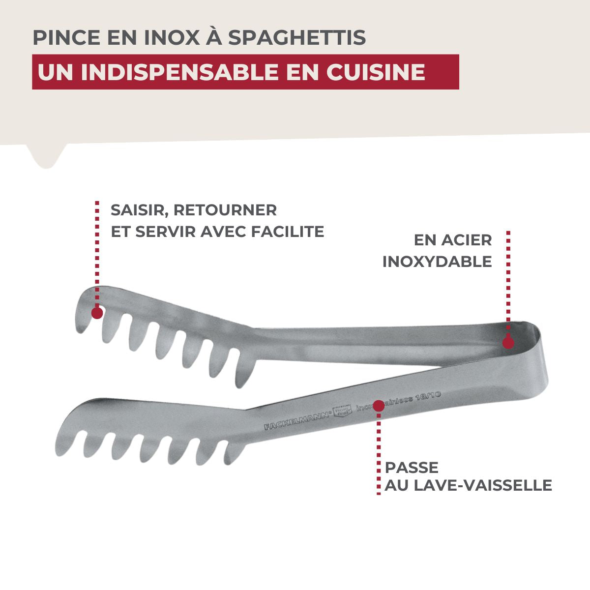 2 Pinces De Cuisine En Acier Inoxydable 24cm - Pour Pâtes, Barbecue, Salade - Poignées Cannelées Anti-dérapantes