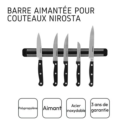Barre aimantée pour couteaux et ustensiles en métal Nirosta Divers 41377