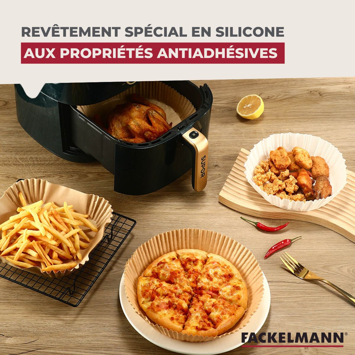Guardini, Lot De 6 Moules Ronds Jetables Pour Friteuse à Air
