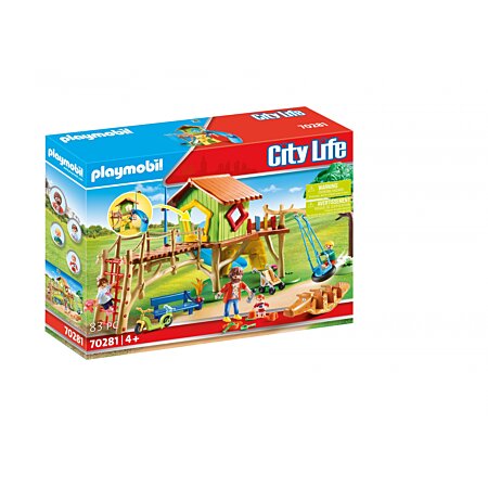PLAYMOBIL 70281 Parc de jeux et enfants- City Life - avec une maison  d'escalade, un toboggan, une balançoire à pneu, un mur d'escalade - parc  loisirs au meilleur prix