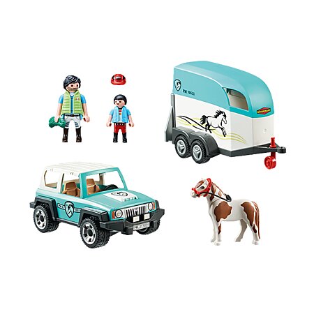 écurie playmobil +jeep et remorque porte cheveaux - Leuville sur