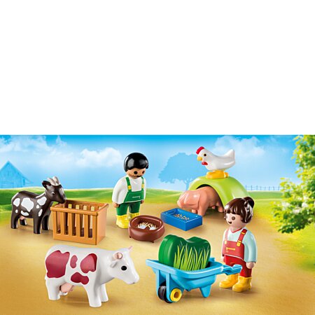 71158 - Playmobil 1.2.3 - Animaux de la ferme Playmobil : King Jouet,  Playmobil Playmobil - Jeux d'imitation & Mondes imaginaires
