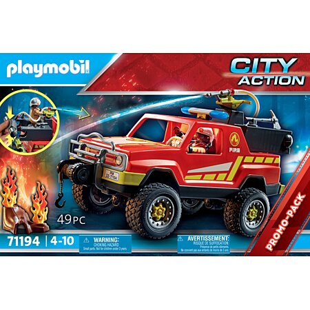 Playmobil 71194 pick-up et pompier- city action - les pompiers - les  secouristes ville & métiers Playmobil