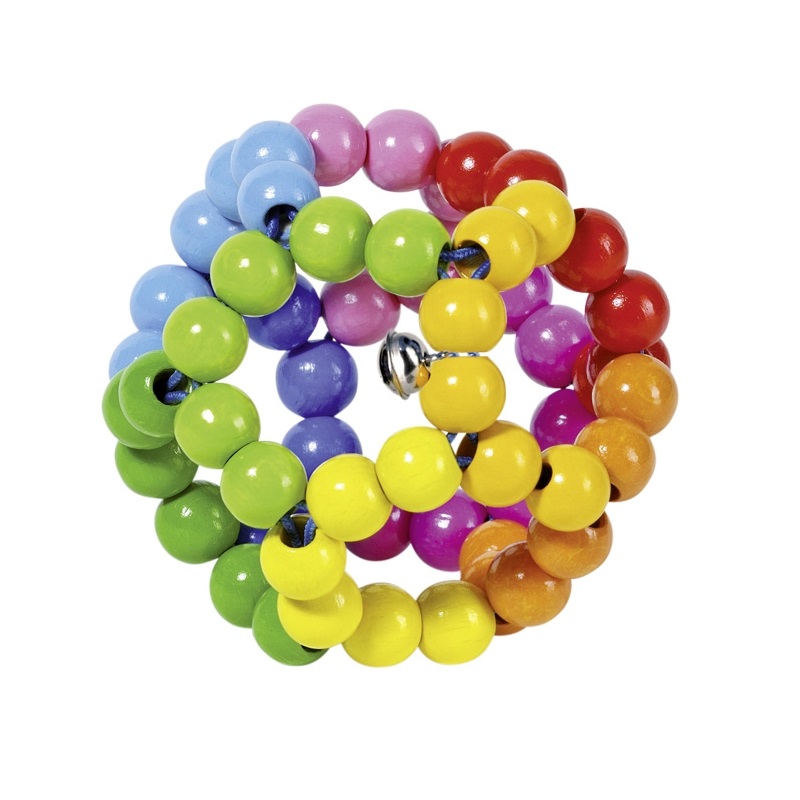Hochet avec des rubans arc-en-ciel pour bébé (DIY