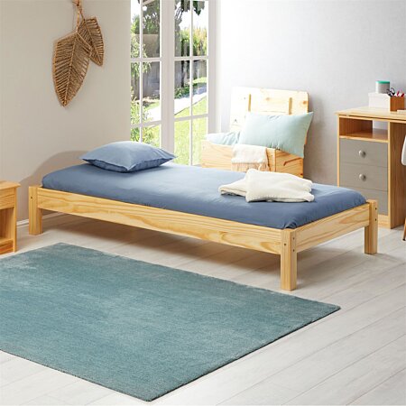 IDIMEX Lit futon double pour adulte TAIFUN 140 x 200 cm, 2 personnes, 2  places, pin massif lasuré blanc pas cher 