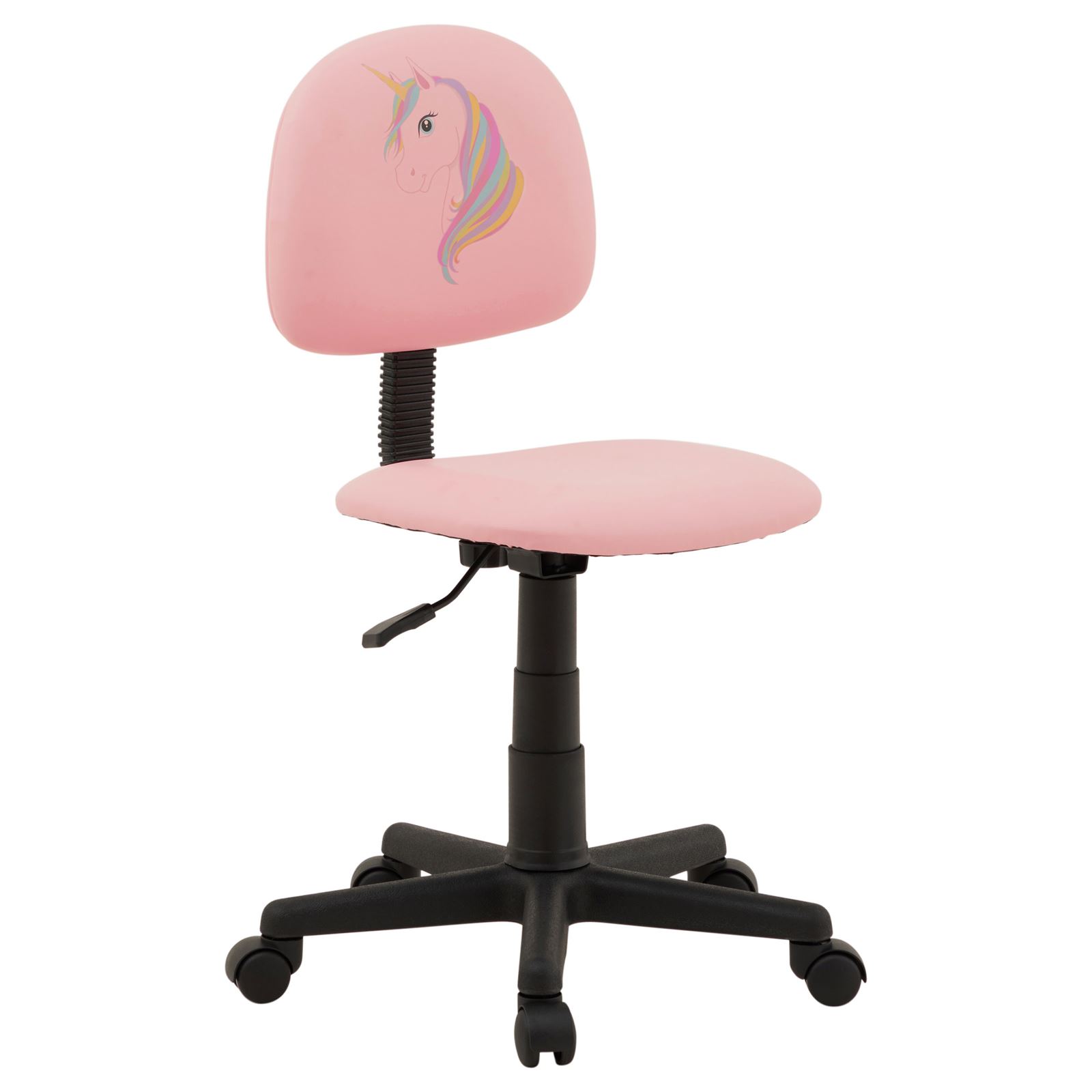 Chaise de bureau pour enfant UNICORN fauteuil pivotant sans accoudoirs  hauteur réglable, en synthétique rose avec motif licorne au meilleur prix
