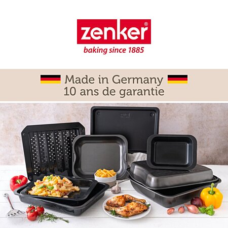Zenker 7293 plat au four grand taille rectangulaire XXL, pour gratin, moule  à gâteau, Pour rôtir, Acier émaillé, noir, 40 x 29 x 6 cm : :  Cuisine et Maison