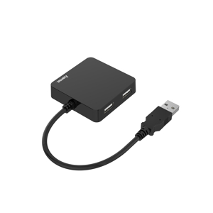 Hama – Hub USB 3.0 (4 Ports, Auto-alimenté) – Câble Intégré, Compatible Windows 10, Mac – Noir