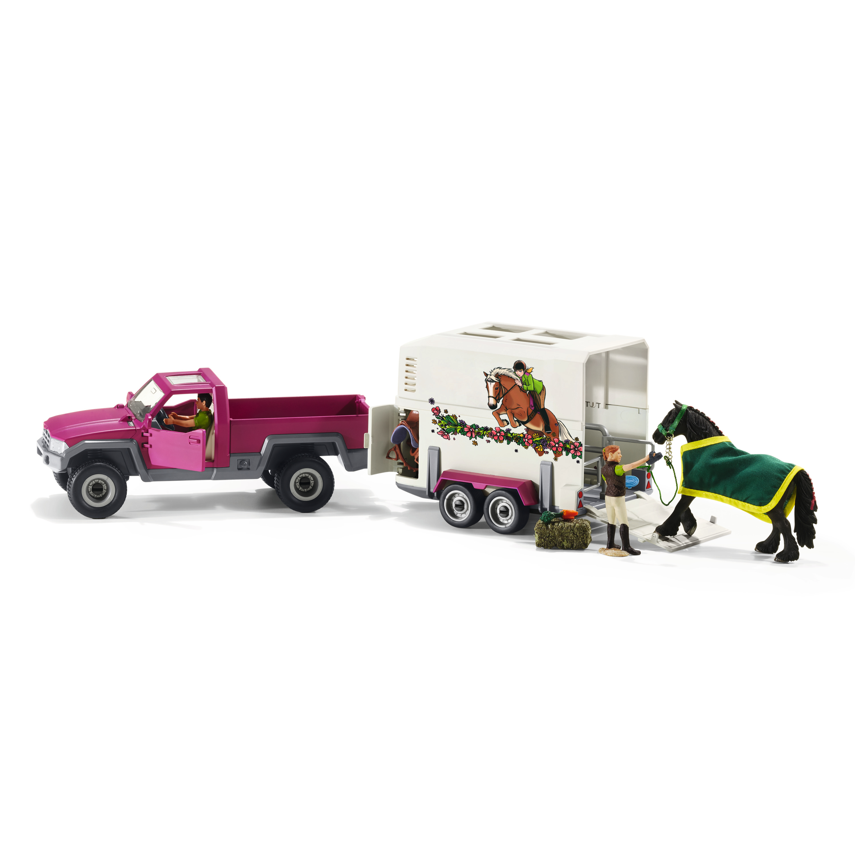 Schleich Figurine Pick-up et sa grande remorque équestre, Schleich