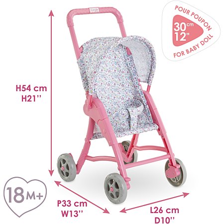Corolle - Poussette Florale, Accessoire, pour Poupon 30cm, dès 18 Mois, 9000111180 Corolle - Poussette Florale, Accessoire, pour Poupon 30cm, dès 18 Mois, 9000111180