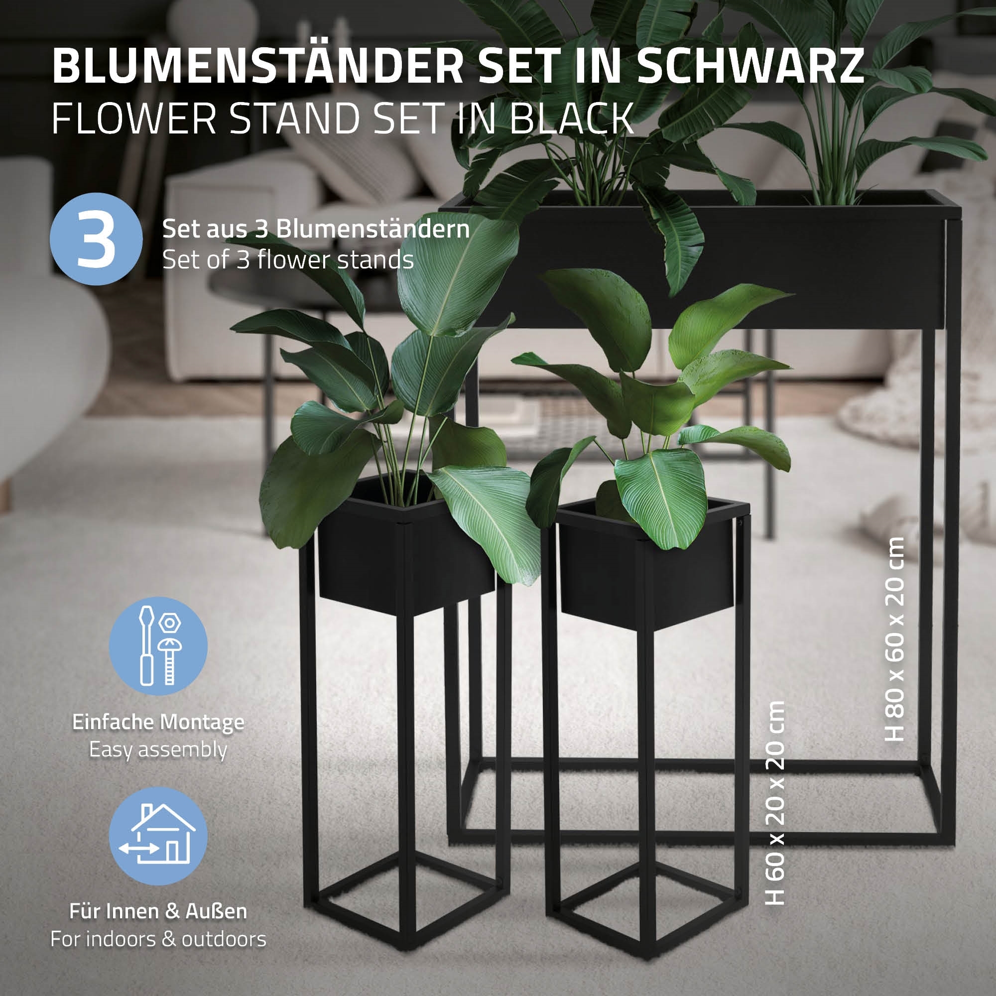 Support De Plantes En Bois - 24 X 24 X 15 Cm - Rehausseur Pour Pots - Intérieur/Extérieur