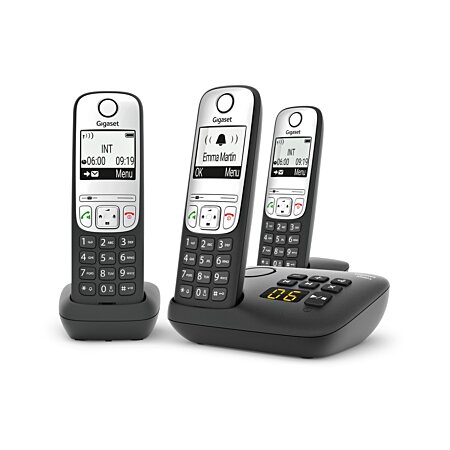 Gigaset A695A Trio - Téléphone fixe sans fil avec répondeur, 3 combinés  avec grand écran rétroéclairé pour un affichage ultra li6 - Cdiscount  Téléphonie