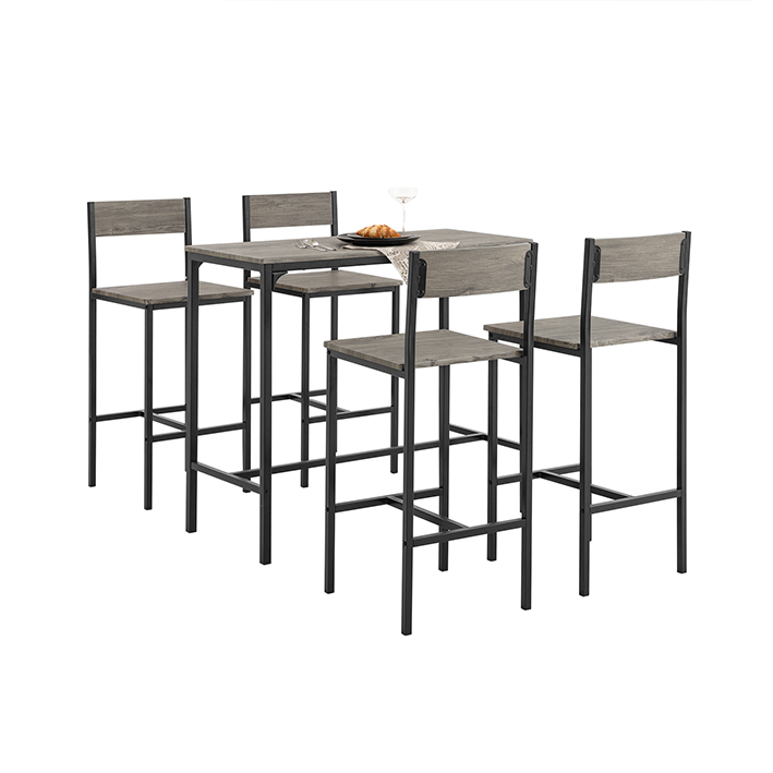 Ensemble table haute (mange debout, bar) + 4 chaises hautes MENTON.