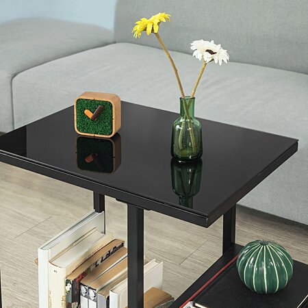 SoBuy® FBT65-SCH Bout de Canapé Table d'Appoint Tables Basses avec 3  Étagères de Rangement - Noir au meilleur prix