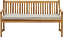 Banc de jardin en bois d'acacia sombre et coussin d'assise blanc 120 cm  avec rangement SOVANA 