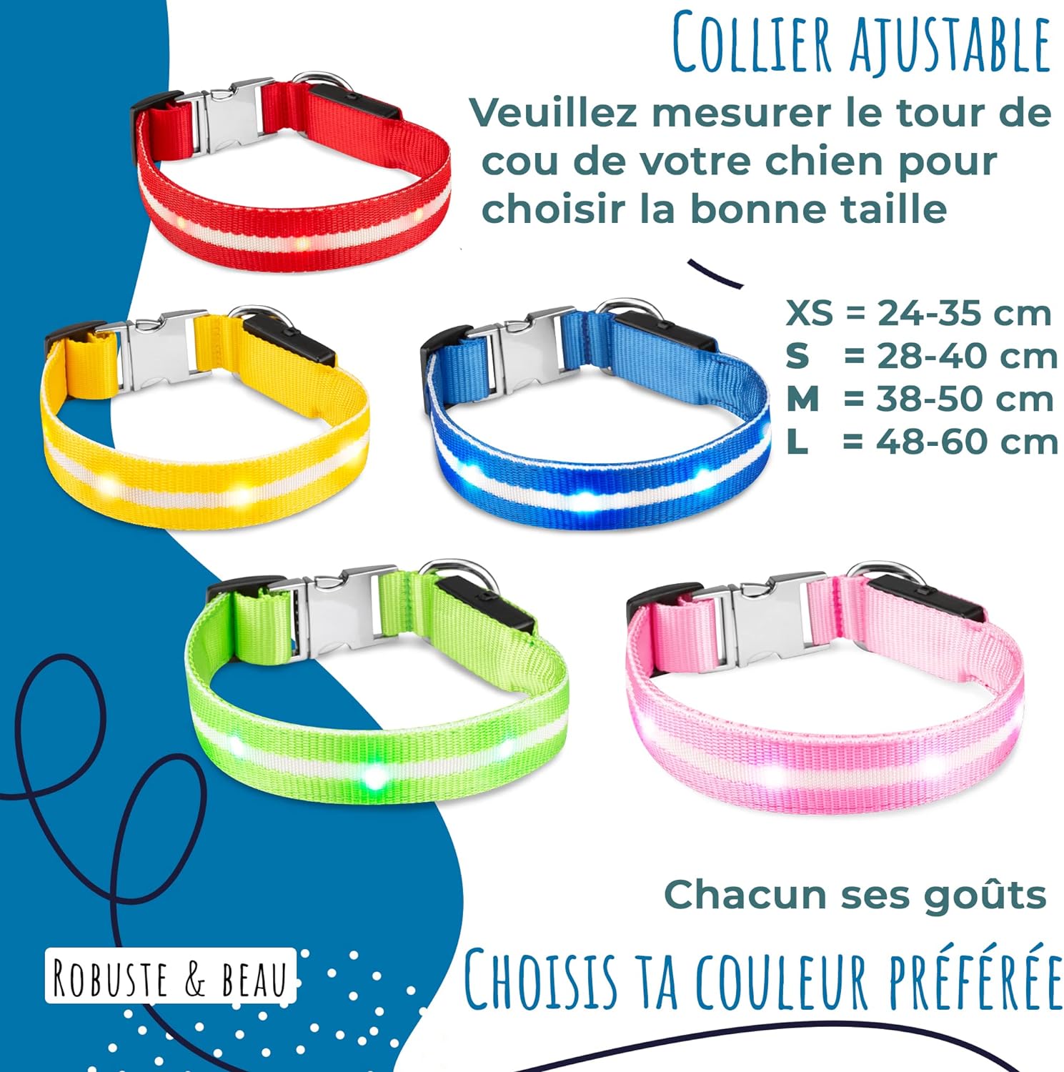 Livired 2Pièces Collier Chien Lumineux, Rechargeable Collier Chien LED