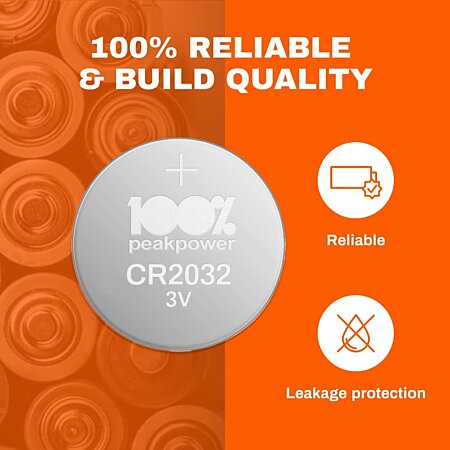 Piles CR2032 - Lot de 20, 100% PeakPower, Bouton Lithium CR 2032 3V-  Haute Performance pour dispositifs Portables et médicaux au meilleur prix