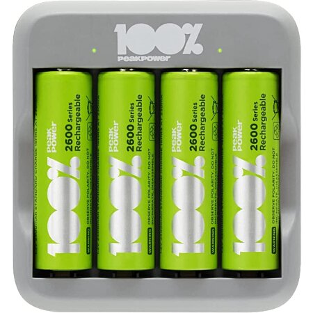 Chargeur Piles Rechargeables AA et AAA - 4 Piles AA Minh Rechargeables  incluses, 100% PEAKPOWER, Chargeur Rapide avec USB 4 Piles au meilleur  prix
