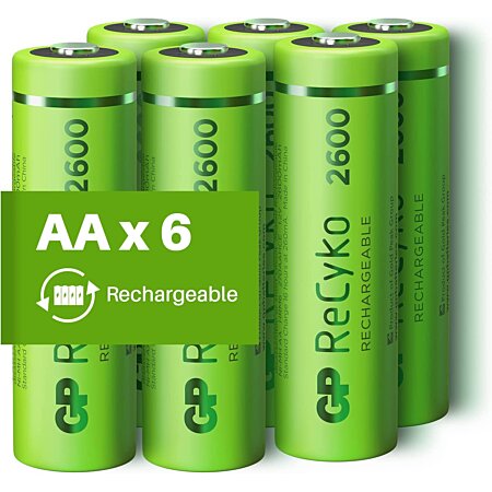 Piles Rechargeables AA - Lot de 6 Piles, GP Recyko, Batteries AA LR6  Rechargeables 2600 mAh NiMH, Pré-Chargées et Haute capacité au meilleur  prix