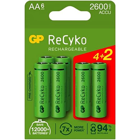 Lot de 2 piles rechargeables AA (LR6)