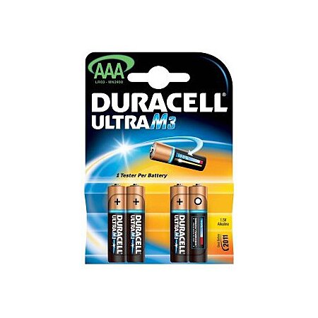 Lot de 4 piles alcalines AAA LR03 - Duracell