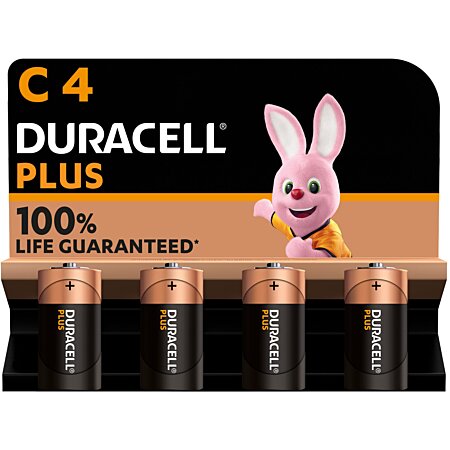 Piles alcalines C Duracell Plus, 1.5V LR14 MN1400, paquet de 4 au