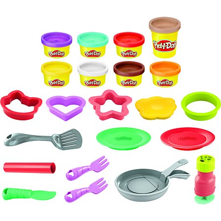 Play-Doh Kitchen Creations Crêpes sautées, coffret de pâte à modeler avec  14 accessoires de cuisine factices au meilleur prix