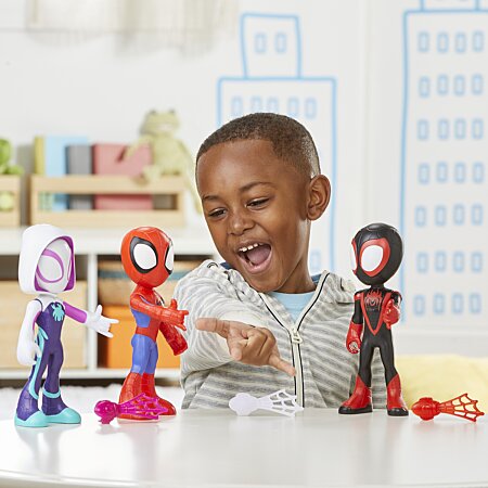 Marvel Spidey and His Amazing Friends, Figurine Miles Morales : Spider-Man  Format géant pour Enfants à partir de 3 Ans