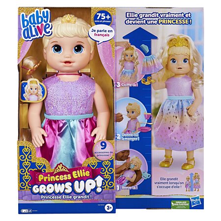 Baby Alive Poupée Princesse Ellie grandit !, poupée qui parle et grandit,  cheveux blonds au meilleur prix
