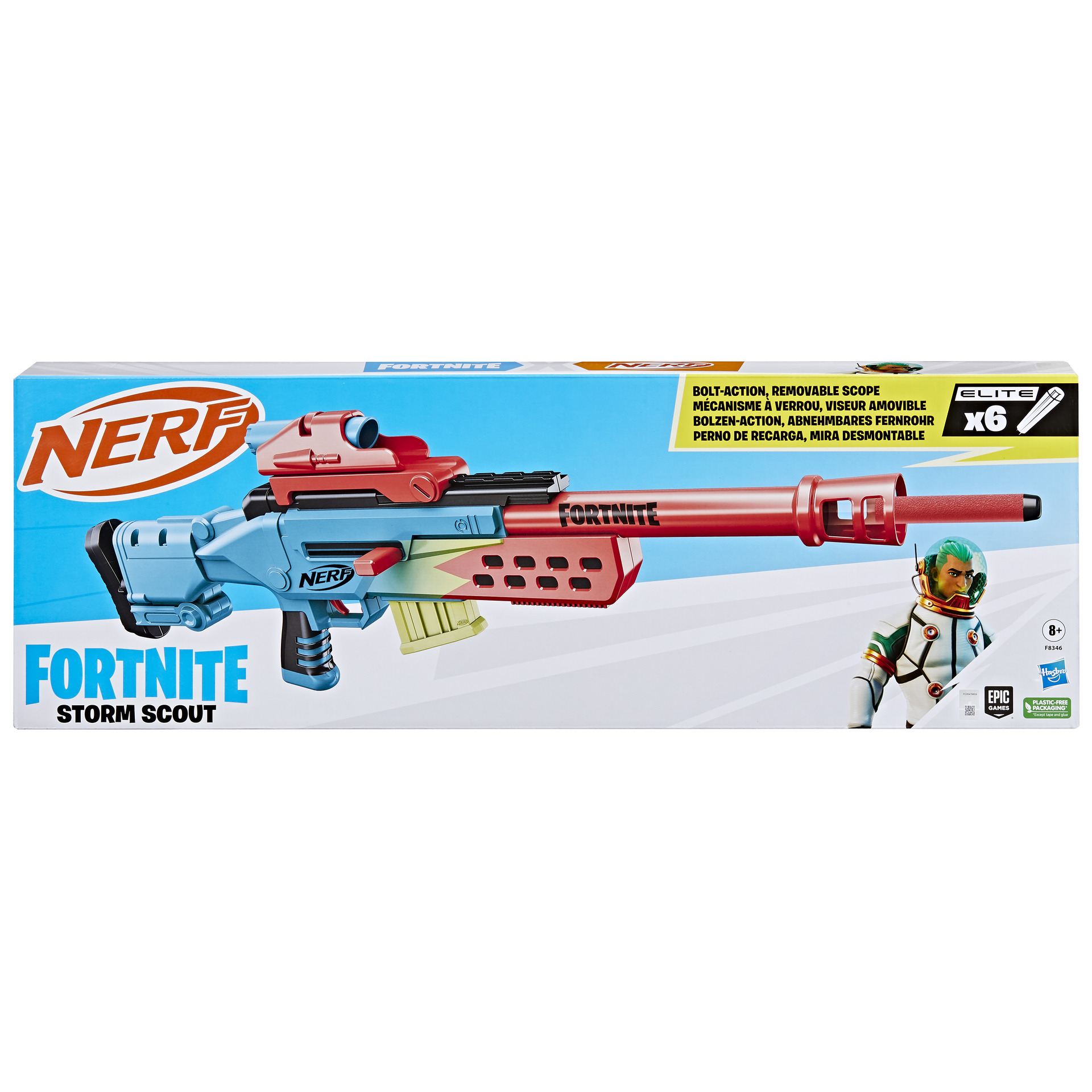 Nerf Fortnite Storm Scout, blaster avec viseur Nerf, chargeur à 6
