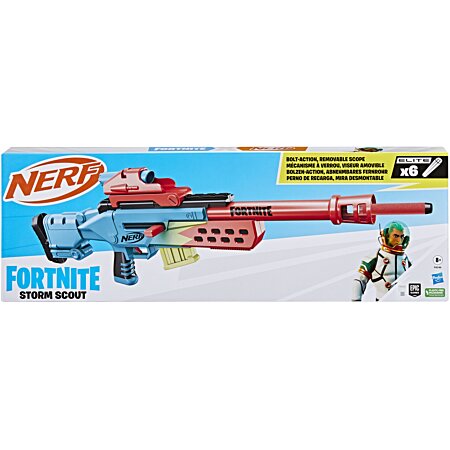 Nerf Fortnite Storm Scout, blaster avec viseur Nerf, chargeur à 6  fléchettes, 6 fléchettes Nerf Elite, mécanisme à verrou au meilleur prix