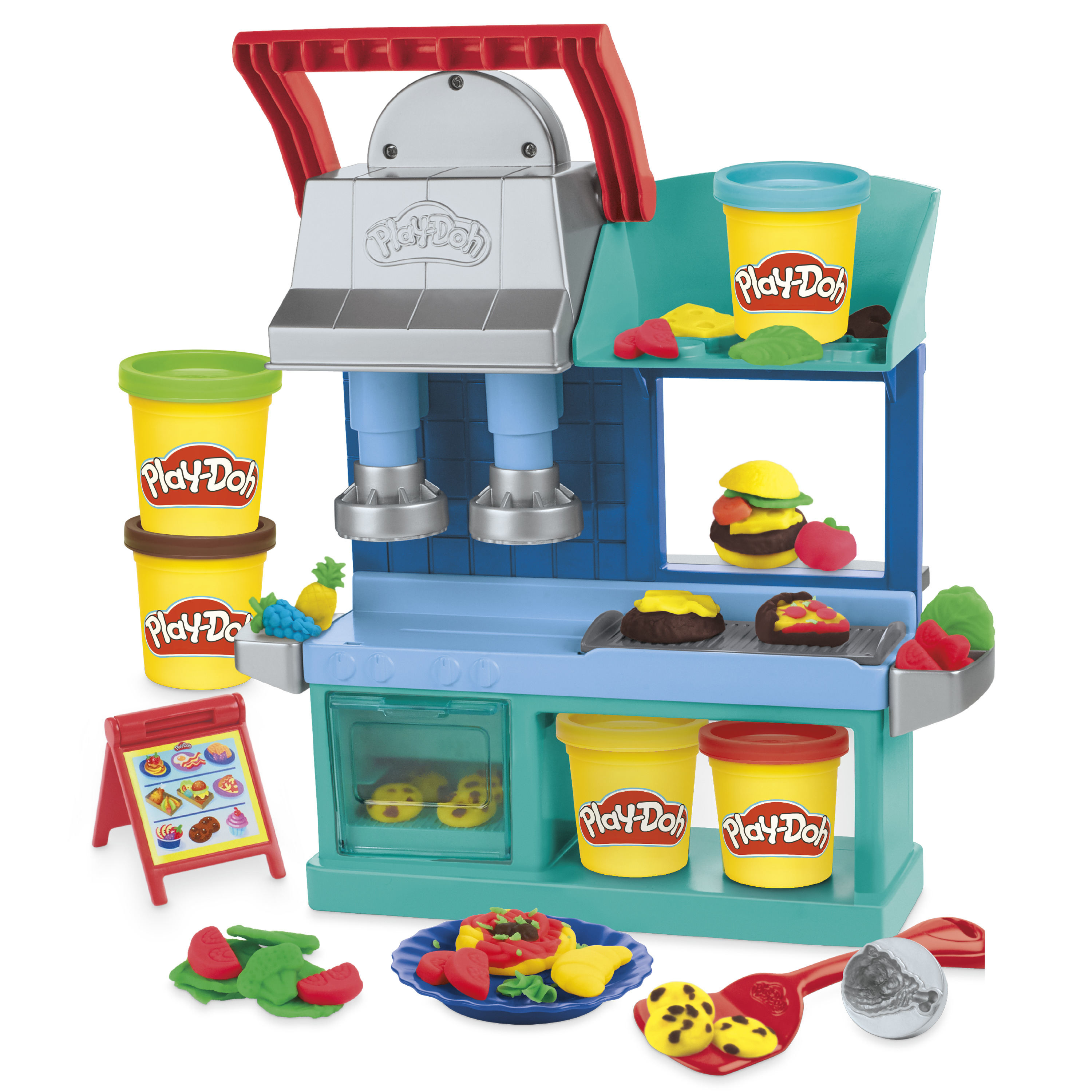 Play-Doh - Coffre à outils, ensemble d'outils avec 3 couleurs de